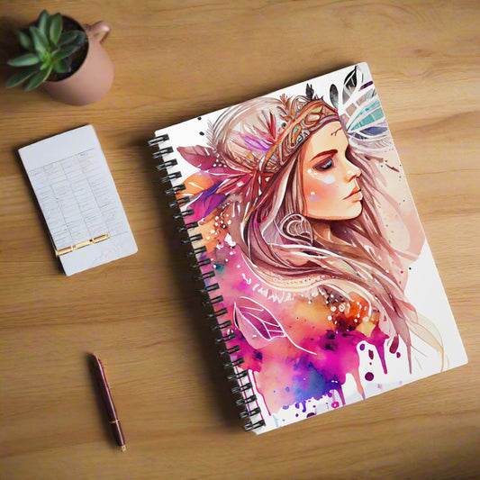 Boho Spiral Notebook | Bohemian Journal | Manifestation Gratitude Writing Pad